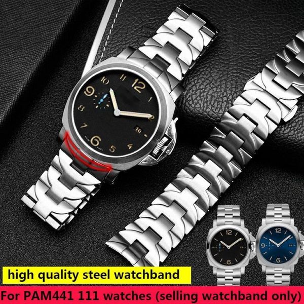 Bracelets de montre Bracelet en acier inoxydable 316L pour Bracelet PAM 24mm haute qualité argent extrémité incurvée Watchband243u