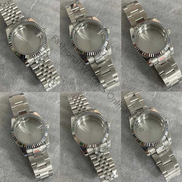 Bandes de montre 36 mm Shell + Metal Strip Sapphire Glass Dog Dog dents Bague en acier inoxydable pour hommes Accessoires NH35 / NH36 Ment Q240430