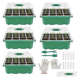 Horlogebandjes 5-pack Seed Starter Tray Seedling Kits Plant Kit Met Vochtigheid Koepels En Base Greenhouse Propagator Drop Delivery Watches Dh870