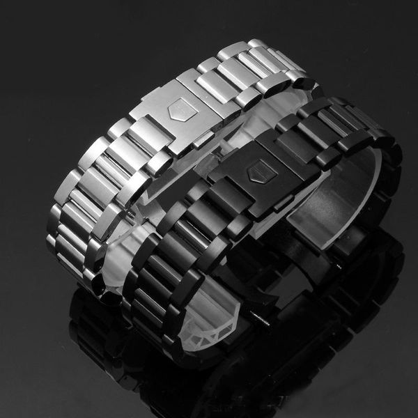 Bracelets de montres Accessoires Bracelet en acier massif POUR -TAG- Hommes Calella Series Bracelet à boucle papillon Bracelet pour hommes 22MM