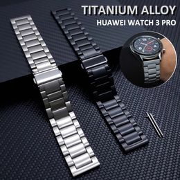 Bekijk bands Alloy Band voor Watch5 40 44mm 3 45mm S3 Luxe metalen armband voor Huawei Watch 3 Pro GT2 2e 16 18 20 22 mm Riem 230411