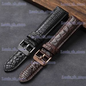 Horlogebanden Amerikaanse alligator lederen band 18 19 20 21 22MM zwart bruin tuinpatroon zachte vintage herenarmband.T240227