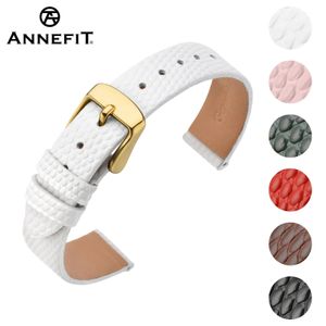 Horlogebanden ANNEFIT lederen horlogeband voor dames 12 mm 14 mm 16 mm 18 mm 20 mm hagediskorrel slanke dunne vervangende band roestvrijstalen gesp 231127