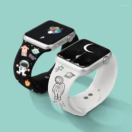 Bandas de reloj Aviación Astronauta Banda de dibujos animados para Apple IWatch 6 SE 5 4 3 38MM 40 42 44 Niño Estudiante Regalo juvenil Correa de goma Pulsera