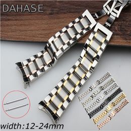 Watchbanden Band 12 14 15 16 17 18 19 20 21 mm 22 mm 23 mm 24 mm roestvrijstalen riem gebogen eindvlinder Buckle Bracelet 221024