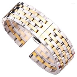 Bracelets de montre Bracelet de bande 20 22mm solide en acier inoxydable hommes femmes sangle d'extrémité droite en métal argent Roes or bracelets de montre accessoiresWatch Hele