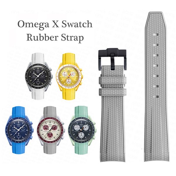 Bandas de reloj Banda para Omega X Joint MoonSwatch Correa 300 Hombres Mujeres 20 mm Caucho Silicona Pulsera con extremo curvo 230712
