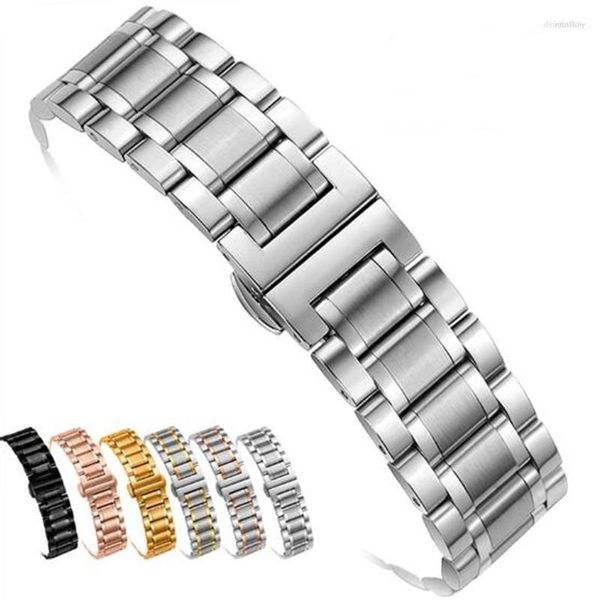 Bandas de reloj Correa de acero inoxidable 12/14/15/16/17/18/19/20/21/22/23/24 mm Pulsera para hombres de cuarzo