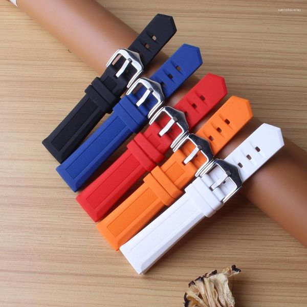 Bracelets de montre Noir Bleu Rouge Orange Blanc Bracelets de montre Arrivée Bande de remplacement Mode Bracelet en caoutchouc souple en silicone 16 mm 18 mm 20 mm 22 mm