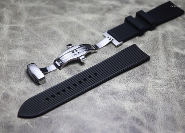 Correas de reloj, correa de reloj de goma de silicona negra y gris, correa de reloj de 20mm y 22mm para hombres y mujeres, correa impermeable para cinturón deportivo, hebilla de mariposa