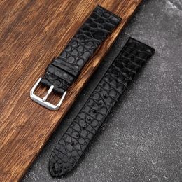Bracelets de montre Bracelet en cuir de crocodile fait à la main noir Ultra-mince 18 19 20 21 22MM Bracelet de montre Bracelet souple Style rétro Homme Deli22