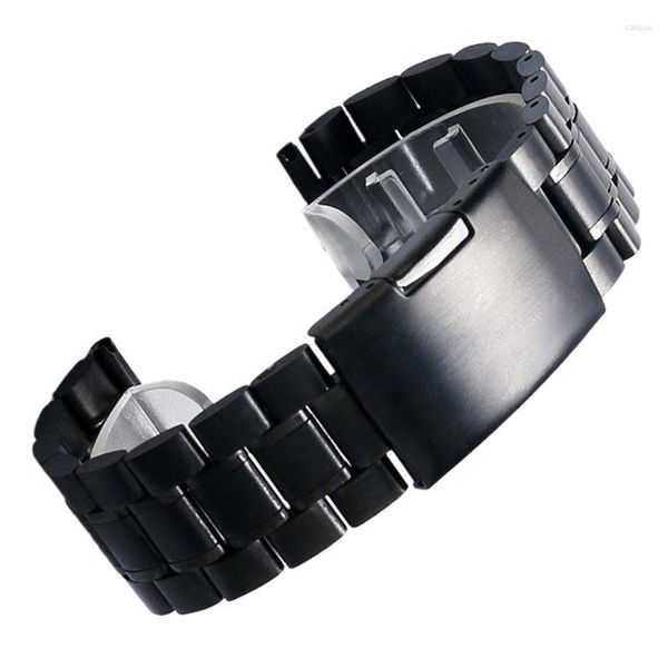 Bracelets de montre noir hommes bracelet en acier inoxydable bracelet en métal pour hommes montres bracelet de remplacement 2 barre de ressort