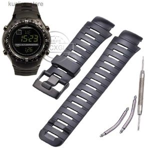 Horlogebanden Zwart rubberen Wtach-band Geschikt voor Suunto X-Lander Militaire herenpolsband voor SUUNTO X-LANDER Accessoires L240307