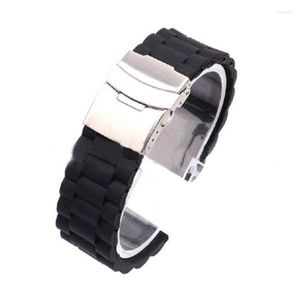 Horlogebanden Zwart Siliconen Rubber Band Band Implementatie Gesp Waterdicht 20mm 22mm