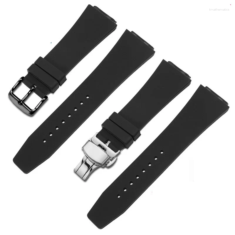 Uhrenarmbänder, schwarzes Silikonarmband für Herren, Substitute Radar, dünn, wasserdicht, konvex, 24 x 18 mm