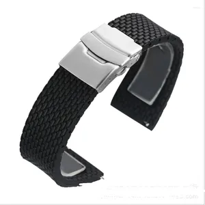 Bracelets de montre bracelet en silicone noir avec interrupteur oreille boucle de sécurité pliante 18 20 22 24MM pour barre de ressort à dégagement rapide Seilko