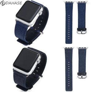 Bandas de reloj Pulsera de mezclilla azul Correa de tela para Apple Band 44 mm 42 mm 40 mm 38 mm Sport Jean Watchbands IWatch Series 1 2 3 4 5