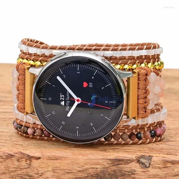 Bandes de montre Bohême Bijoux Bande Pour Samsung Galaxy Gear S3 Active 40mm 44mm À La Main Vintage Naturel Tressé Sangle Huawei 20 22mm