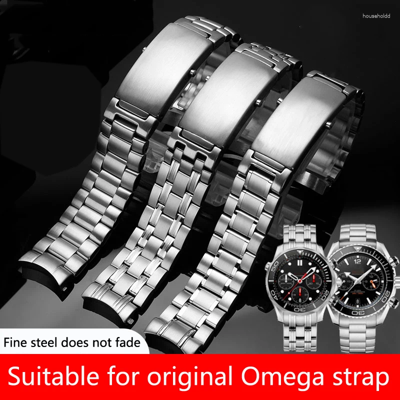 Titta på band armband för Omega Seamaster 300 600 Planet Ocean Solid rostfritt stål Strap Accessories Men Band Chain