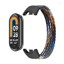 Horlogebanden Gevlochten Solo Loop Voor Xiaomi Mi Band 8 Bandaccessoires Elastisch Nylon Horlogebanden Vervanging Correa Armband Miband NFC