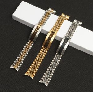 Bekijk Bands Brand 20mm Silver Gold roestvrijstalen horlogebanden voor rolband Datejust Band Submarine polsband Bracelet Tools9527012