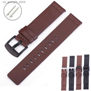 Bracelets de montre marron noir bande en cuir véritable 18mm 20mm 22mm 24mm hommes femmes bracelet Bracelet accessoires Y240321