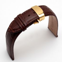 Bracelets de montre Fermoirs de déploiement papillon Bande 18mm 19mm 20mm 21mm 22mm Bracelets en cuir véritable pour hommes Bracelets Promotion