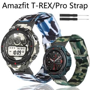 Bandas de reloj Correa de lona de camuflaje para Huami Amazfit T-Rex Smart Band Nylon Reemplazar pulsera Xiaomi Pro Trex Correa