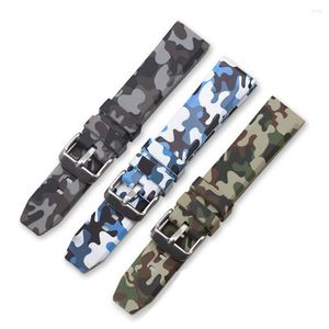 Bekijk bands camouflage siliconen band leger groene sneeuw jungle jagen 20 mm 22 mm 24 mm buiten sport gepersonaliseerd