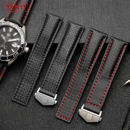 Horlogebanden koolstofvezel patroon lederen band 20 mm 22 m voor Tag Heuer horlogeband horloges band lederen horlogeband 22918