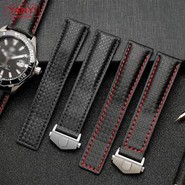 Bracelets de montre Modèle en fibre de carbone bracelet en cuir véritable 20mm 22m pour bracelet de montre tag heuer montres bracelet en cuir bracelet de montre 22732