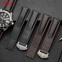 Bands de montre Modèle en fibre de carbone STRAPE DE CUIR VÉLICATION 20 mm 22m pour tag Heuer Watch Bandwatchs Band Bracelet en cuir 2241g