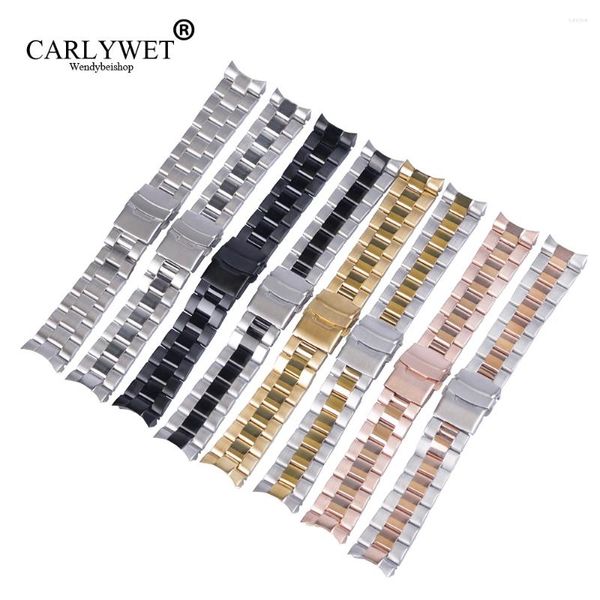 Bracelets de montre CARLYWET 22mm haute qualité en acier inoxydable bracelet de remplacement en métal bracelet de montre double fermoir pour