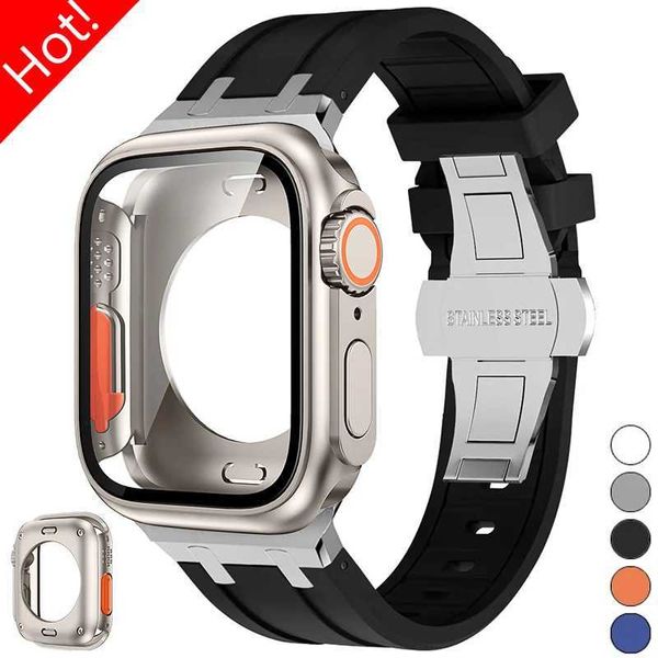 Watch Bands Case + sangle pour Apple Band 45 mm 44 mm Mise à niveau Ultra 2 49 mm Couverture complète Case de protection Film I Series 9 8 7 6 SE 5 Q240430