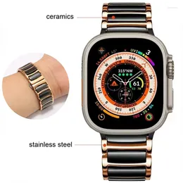 Bracelets de montre bracelet en métal en céramique pour Apple Ultra 49mm 8 7 45mm 41mm bracelet d'affaires de luxe Iwatch 6 5 4 3 SE 44mm 42mm 40mm ceinture