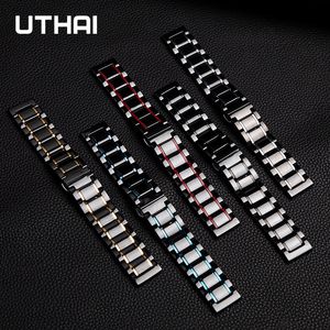 Bandas de reloj Correa de cerámica para huawei watch gt 20 mm 22 mm Cinco cuentas de acero inoxidable cermet bandas UTHAI C10 221024