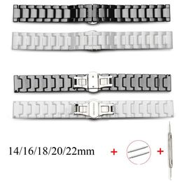 Correas de reloj Pulsera de reloj de cerámica 14 mm 16 mm 18 mm 20 mm 22 mm Correa de reloj Correa de cerámica negra blanca Relojes de pulsera universales 231020