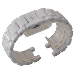 Korte Bands Keramische Breedte 20mm Concave 11mm White Watchbands Strap Armband voor Special End Horloges Mens Accessoires Aankomst