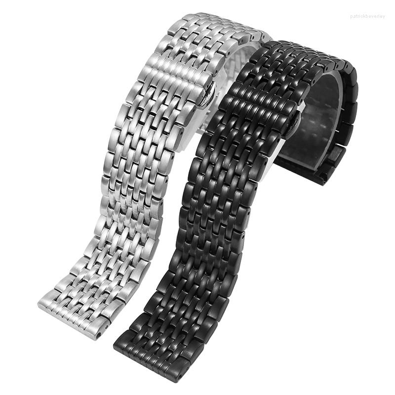 Assista Bandas Cicidd Aço inoxidável Relógio de aço 22mm Interface universal masculina AR Pulseiro Banda de prata preta Black
