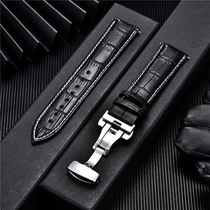 Bracelets de montres Bracelet en cuir gaufré classique avec boucle automatique en acier inoxydable Bracelet de montre 18 mm 20 mm 22 mm 24 mm 230727