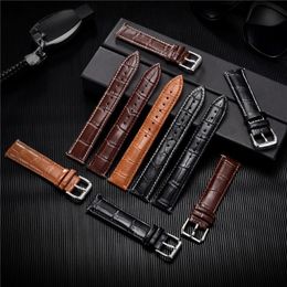 Bracelets de montre classiques en cuir véritable, 24mm 22mm 20mm 18mm 16mm, Bracelets pour hommes d'affaires, accessoires Straps289K