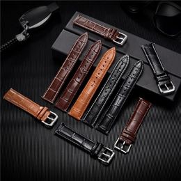 Bracelets de montre classiques en cuir véritable, 24mm 22mm 20mm 18mm 16mm, Bracelets pour hommes d'affaires, accessoires Straps258e