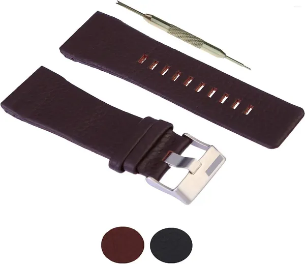 Bracelets de montre compatibles avec baril DZ1113 - DZ1114 DZ1115, cuir 28mm, noir et marron, bracelet cadeau, outil de barre à ressort