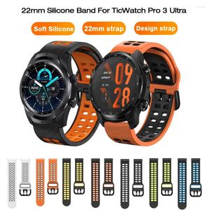 Bracelets de montre compatibles avec TicWatch Pro 3 Ultra GPS /TicWatch LTE/Tic GTX SmartWatch, bracelet en Silicone souple pour femmes et hommes, 22mm