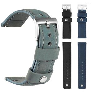 Bekijk banden Crazy Horse Skin Strap Loop vergrendeling Feature 20m 22 mm Leather Band Bruin Gray Gray Release vervangende riem