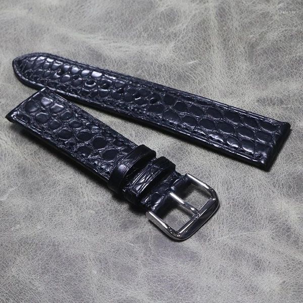 Bracelets de montre Cuir de Crocodile véritable produit bracelets de montre Bracelet en Grain d'alligator noir 18mm 19mm 20mm 21mm 22mm Bracelet souple bleu foncé