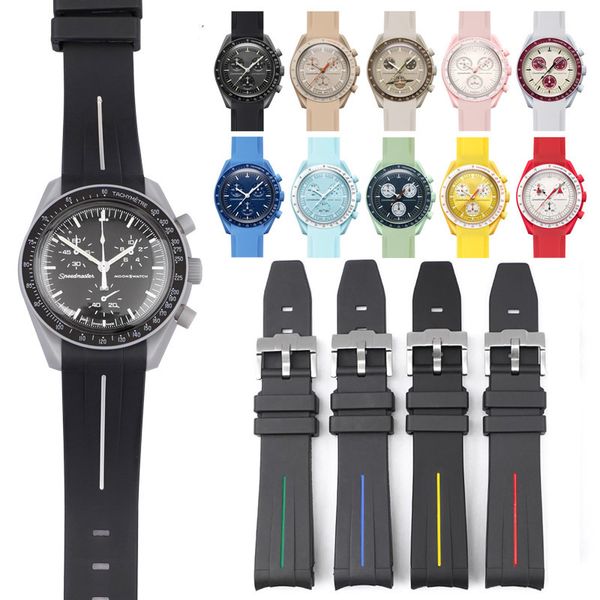 Correas de reloj con extremo curvo de 20mm, correa de reloj de goma adecuada para MoonSwatch, correa de reloj colorida, accesorios de reloj de moda 230413