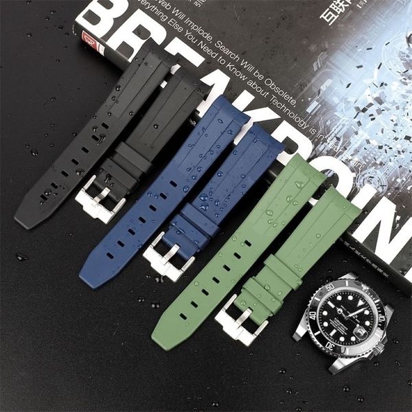 Bracelets de montre extrémité incurvée haute qualité FKM élastique 20mm hommes femmes étanche remplacement bracelet bracelet accessoires de plongée 221102902
