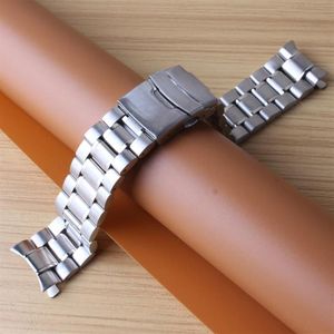 Horlogebanden Gebogen uiteinde Horlogebanden 18MM 20MM 22MM 24MM Zilver roestvrij staal Stevige schakels Bandjes Armbanden Veiligheidsgesp Vouwen Cl237i