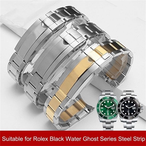 Bracelets de montres Le bracelet en acier 316 de Ditona the Diver convient à la chaîne de montre Rolex Black Green Water Ghost avec boucle de montre fantôme d'eau 20 mm 21 mm 220921